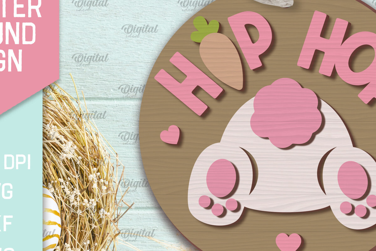 Σετ των 2 Intra απο ξύλο plywood 3mm-4mm πάχος - Πασχαλινή Στρογγυλή Πινακίδα . Καλό Πάσχα σημάδι Δίασταση 15x15 cm INTRAFABR-90965134