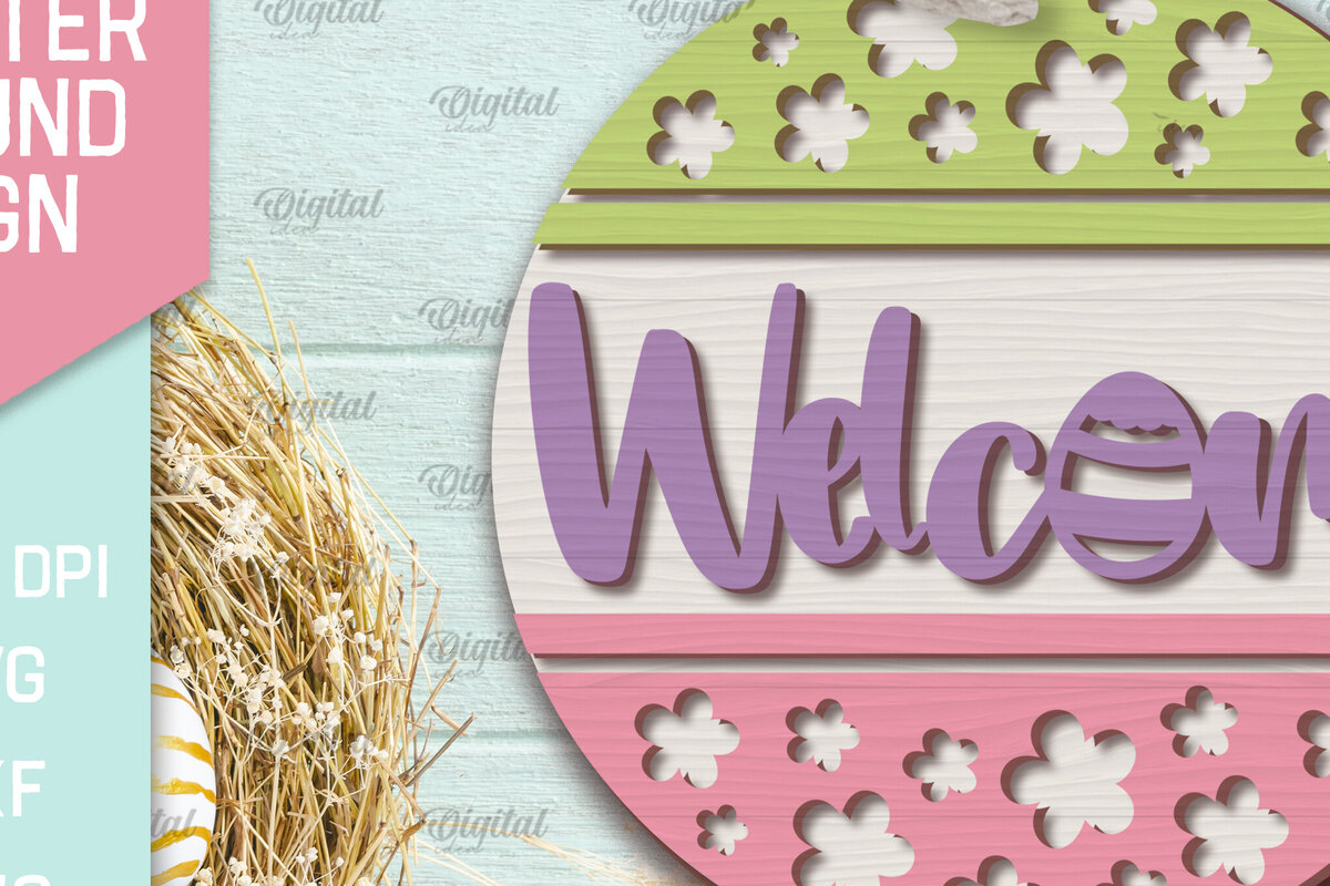 Σετ των 2 Intra απο ξύλο plywood 3mm-4mm πάχος - Πασχαλινή Στρογγυλή Πινακίδα . Καλό Πάσχα σημάδι Δίασταση 15x15 cm INTRAFABR-90965084