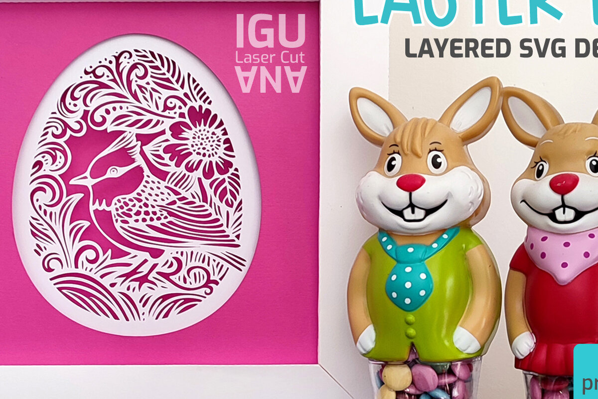 Σετ των 3 Intra απο ξύλο plywood 3mm-4mm πάχος - EASTER SHADOW Box 3D Layered Δίασταση 8x8 cm INTRAFABR-66179056