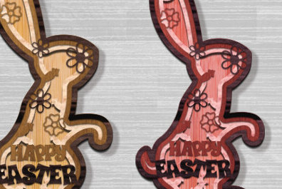 Σετ των 2 Intra απο ξύλο plywood 3mm-4mm πάχος - Πασχαλινό κουτί σκιών  Δίασταση 25x25 cm INTRAFABR-88214514