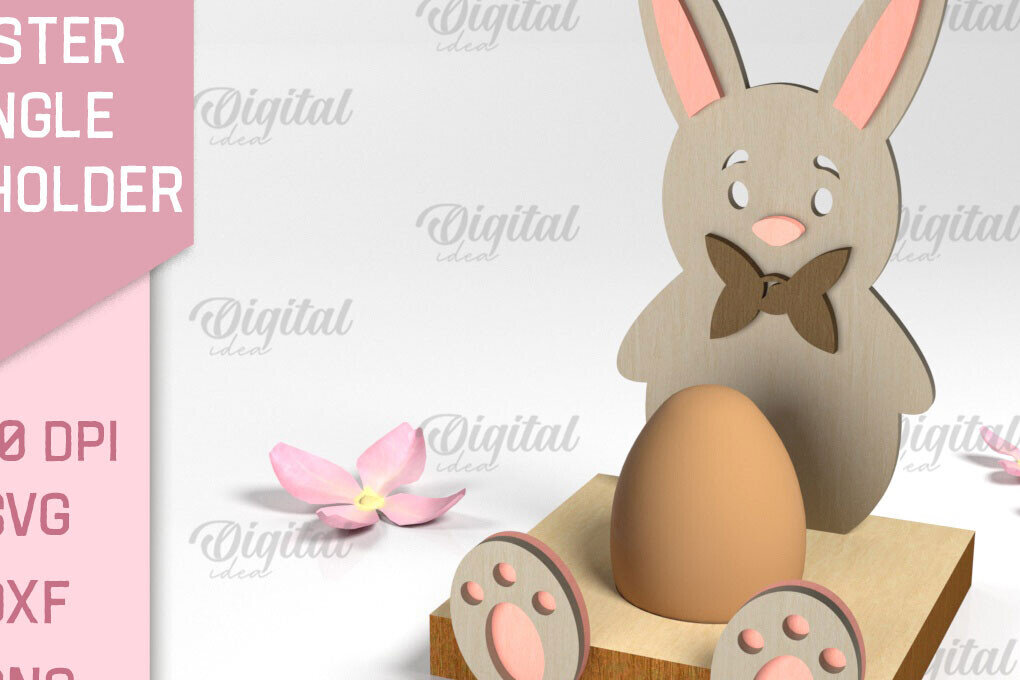 Σετ των 2 Intra απο ξύλο plywood 3mm-4mm πάχος - Πασχαλινή Μονή Αυγοθήκη με Laser Cut  Δίασταση 15x15 cm INTRAFABR-88152397