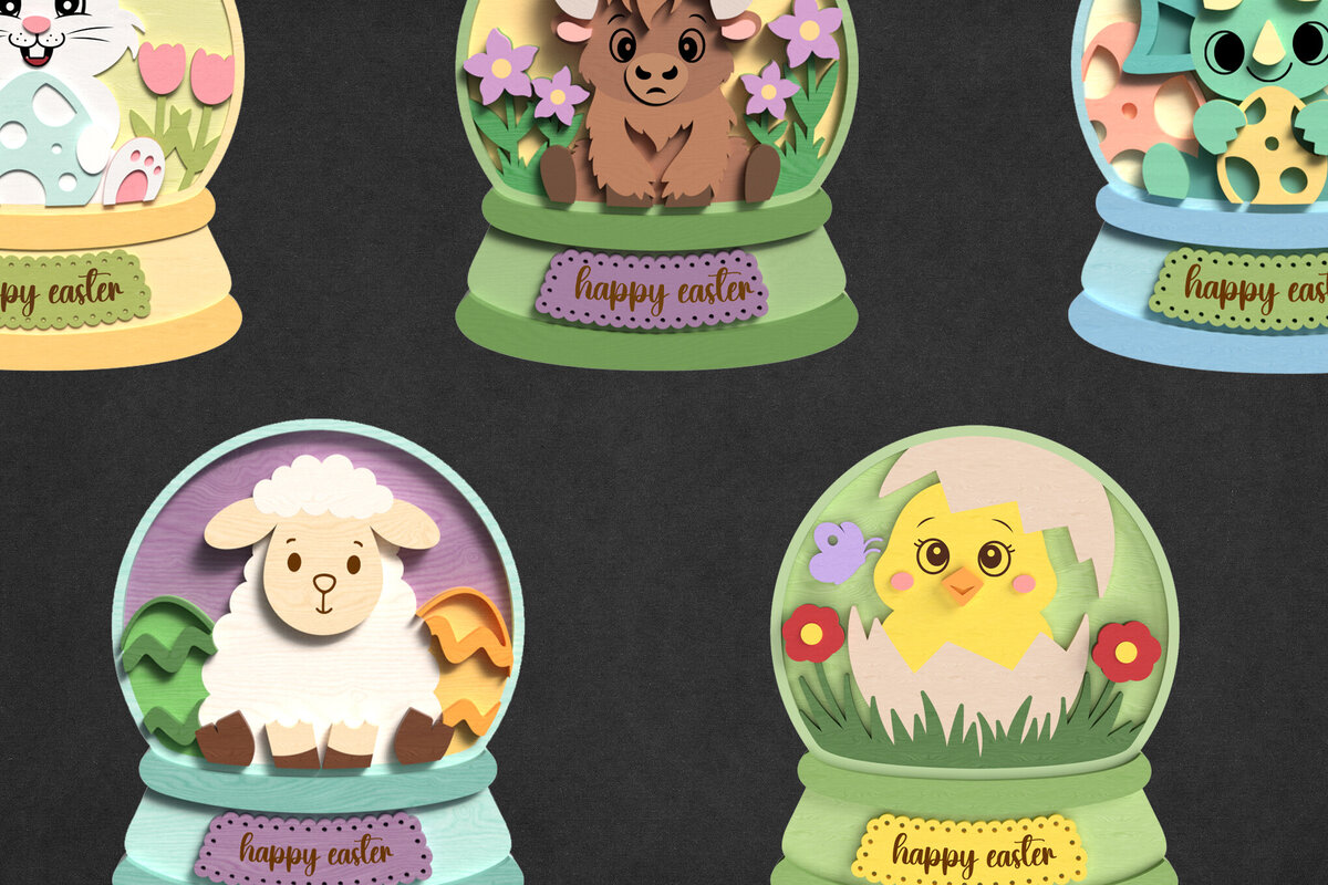 Intra απο ξύλο plywood 3mm-4mm πάχος - Πασχαλινό Snow Globe Bundle  Δίασταση 30x20 cm INTRAFABR-118607610