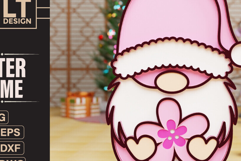 Σετ των 2 Intra απο ξύλο plywood 3mm-4mm πάχος - Πασχαλινό Gnome Laser Cutting  Δίασταση 20x25 cm INTRAFABR-91545567