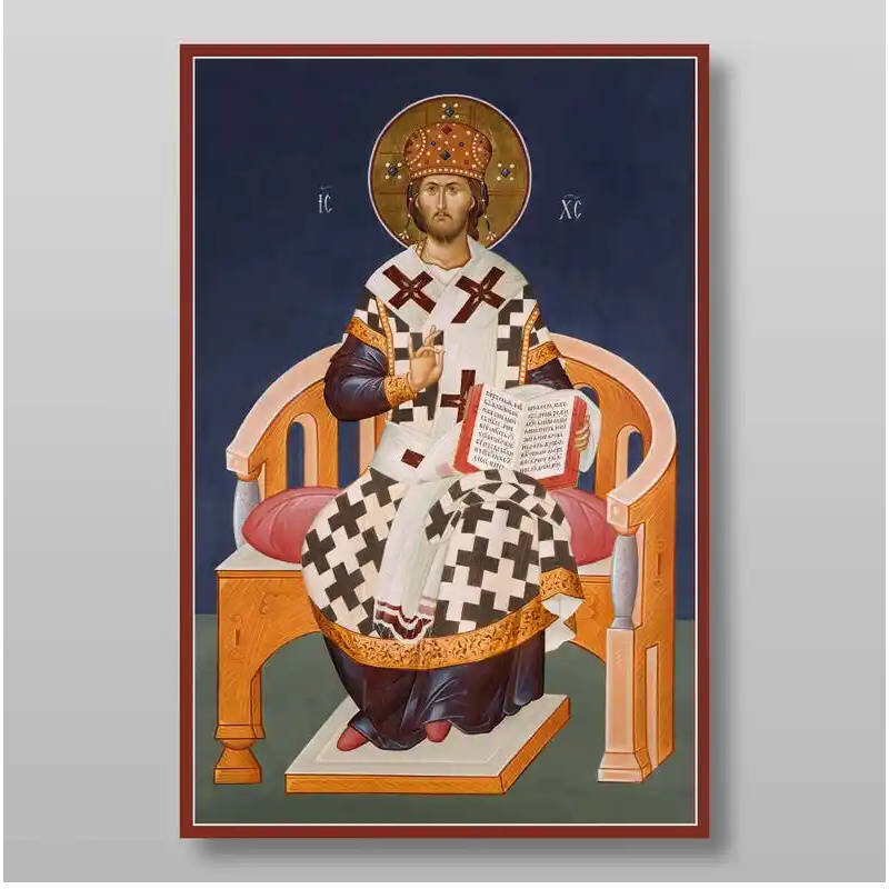 Σετ των 2 Εικόνα Ορθοδοξίας με περίγραμμα χρυσό σε ξύλο Φλαμουρίας  με  βάση King of Glory Χειροποίητη Ελληνορθόδοξη , Κρεμαστή πλάκα βυζαντινής τέχνης, χριστιανική τέχνη Διάσταση 15x11 cm (5,9 x 4,3 ίντσες) INTRAEK-2916