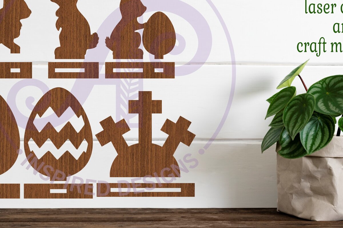 Σετ των 2 Intra απο ξύλο plywood 3mm-4mm πάχος - Πασχαλινά σταντ,  κοπής με λέιζερ, 6 Πάσχα Δίασταση 15x15 cm INTRAFABR-90143207