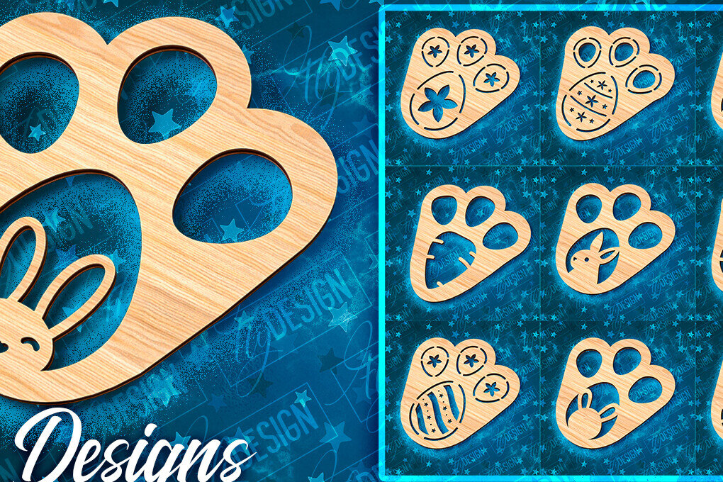 Σετ των 2 Intra απο ξύλο plywood 3mm-4mm πάχος - Πασχαλινό στένσιλ | Πασχαλινό σχέδιο Δίασταση 15x15 cm INTRAFABR-92127748