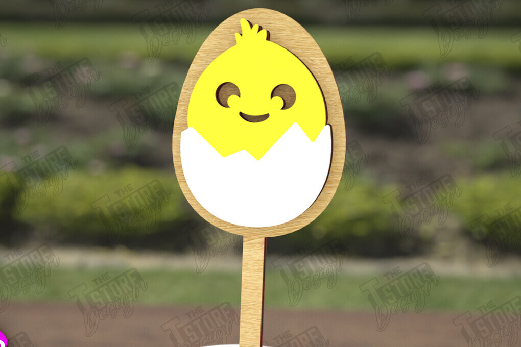 Σετ των 2 Intra απο ξύλο plywood 3mm-4mm πάχος - Πασχαλινά μπαστούνια για ανακατεύοντας ποτά | CNC Δίασταση 15x15 cm INTRAFABR-115762577