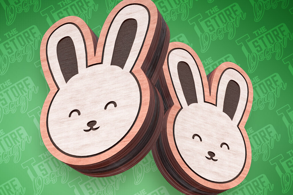 Σετ των 3 Intra απο ξύλο plywood 3mm-4mm πάχος - Πασχαλινά σκουλαρίκια με λέιζερ | Λαγουδάκι Δίασταση 3x3 cm INTRAFABR-91373778