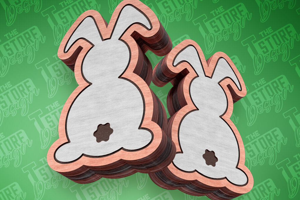 Σετ των 3 Intra απο ξύλο plywood 3mm-4mm πάχος - Πασχαλινά σκουλαρίκια με λέιζερ | Λαγουδάκι Δίασταση 3x3 cm INTRAFABR-91373830