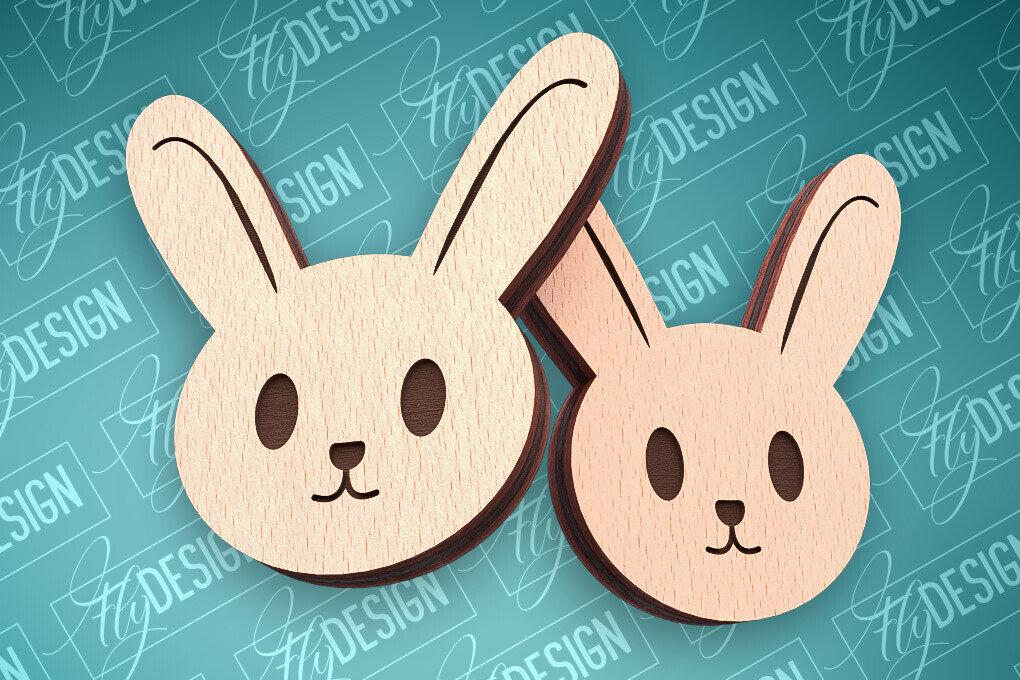 Σετ των 3 Intra απο ξύλο plywood 3mm-4mm πάχος - Πασχαλινά σκουλαρίκια με λέιζερ | Λαγουδάκι Δίασταση 3x3 cm INTRAFABR-91522926