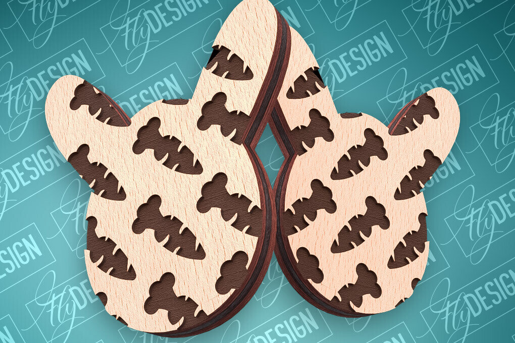 Σετ των 3 Intra απο ξύλο plywood 3mm-4mm πάχος - Πασχαλινά σκουλαρίκια με λέιζερ | CNC Δίασταση 3x3 cm INTRAFABR-91523494