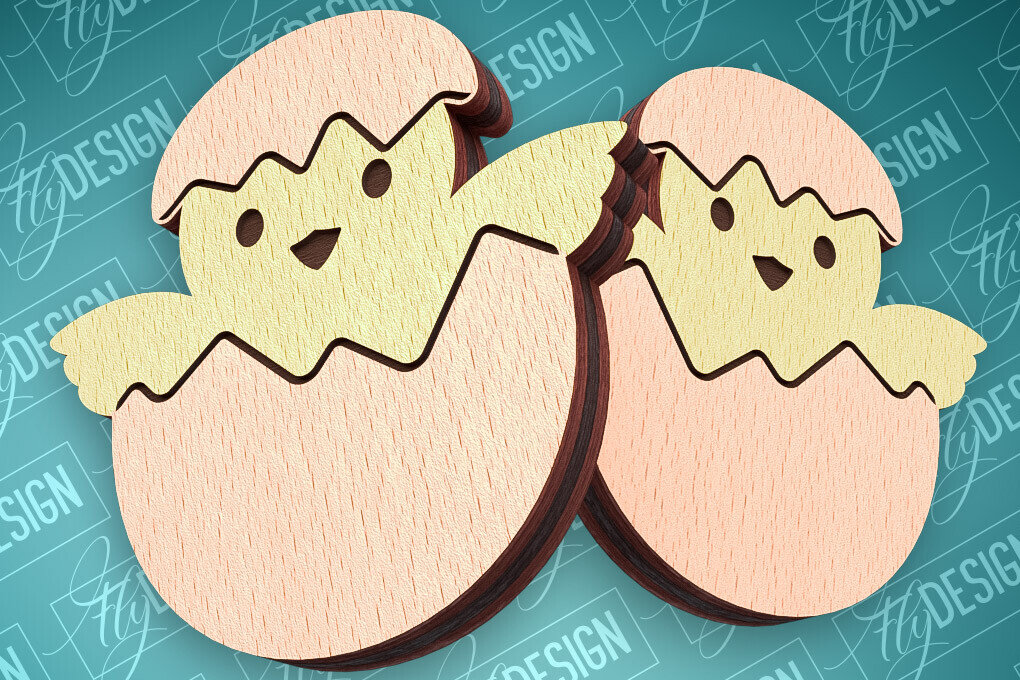 Σετ των 3 Intra απο ξύλο plywood 3mm-4mm πάχος - Πασχαλινά σκουλαρίκια με λέιζερ | CNC Δίασταση 3x3 cm INTRAFABR-91523584