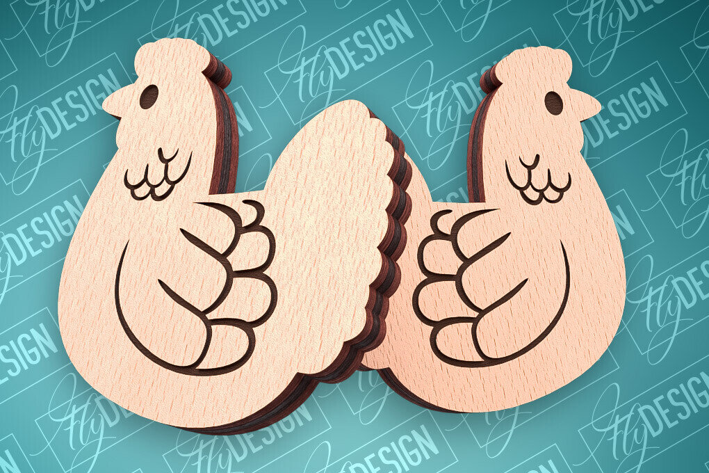 Σετ των 3 Intra απο ξύλο plywood 3mm-4mm πάχος - Πασχαλινά σκουλαρίκια με λέιζερ | CNC Δίασταση 3x3 cm INTRAFABR-91523212