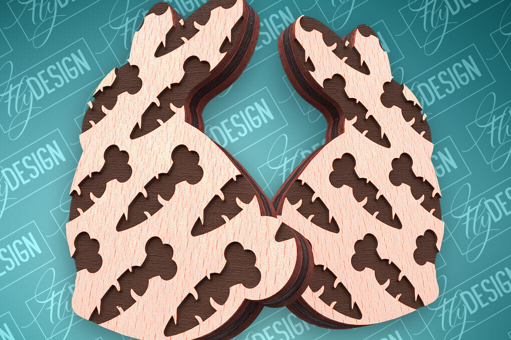 Σετ των 3 Intra απο ξύλο plywood 3mm-4mm πάχος - Πασχαλινά σκουλαρίκια με λέιζερ | CNC Δίασταση 3x3 cm INTRAFABR-91523301