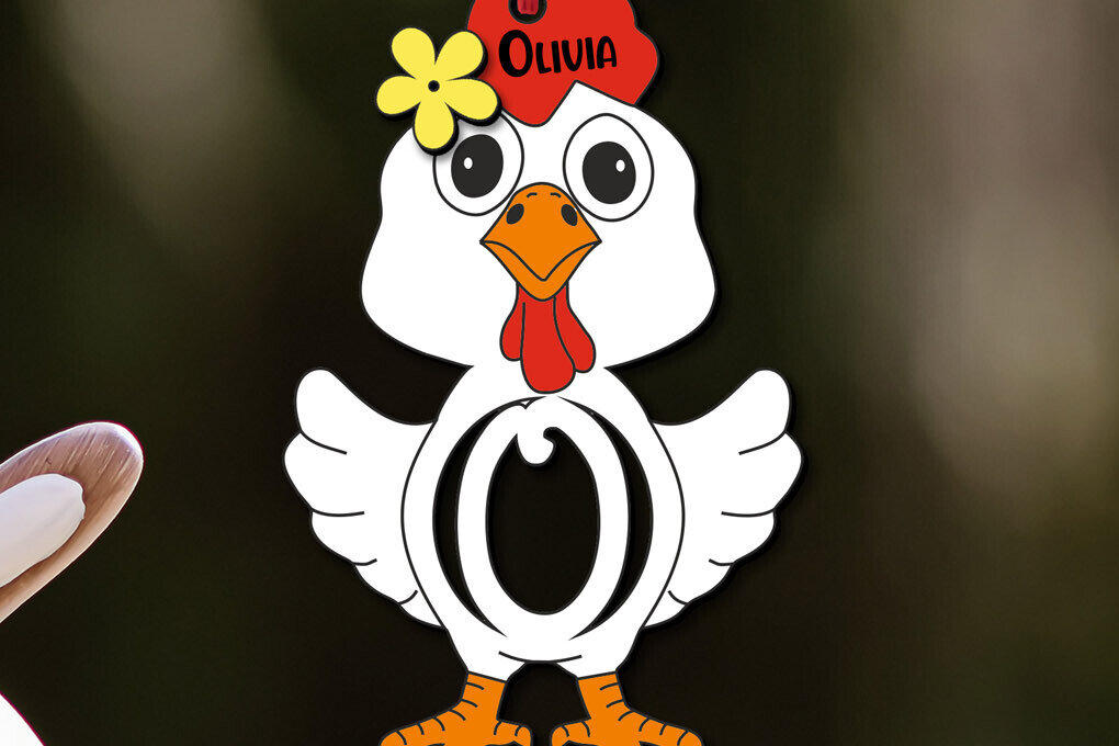 Σετ των 3 Intra απο ξύλο plywood 3mm-4mm πάχος - Πασχαλινό  Chicken Letter O Όνομα καλαθιού Δίασταση 6x6 cm INTRAFABR-113946318