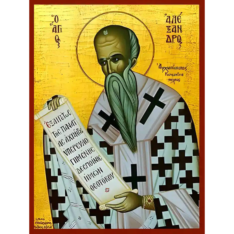 Εικόνα Ορθοδοξίας με περίγραμμα χρυσό σε ξύλο Φλαμουρίας  με  βάση Εικόνα ΑΓΙΟΣ ΑΛΕΞΑΝΔΡΟΣ, ΠΑΤΡΙΑΡΧΗΣ ΚΩΝ/ΠΟΛΕΩΣ Χειροποίητη Ελληνορθόδοξη εικόνα του Ιησού Χριστού, Κρεμαστή πλάκα βυζαντινής τέχνης, χριστιανική τέχνη Διάσταση 40x30 cm (10,2x7,9 ίντσες)