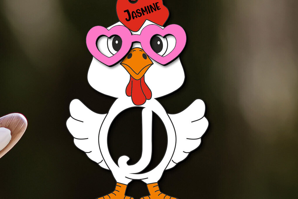 Σετ των 3 Intra απο ξύλο plywood 3mm-4mm πάχος - Πασχαλινό  Letter J Δώρο κοτόπουλου διακοπών Δίασταση 6x6 cm INTRAFABR-113940608