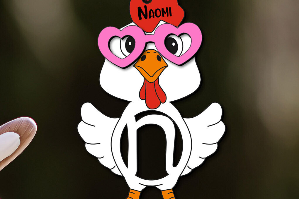 Σετ των 3 Intra απο ξύλο plywood 3mm-4mm πάχος - Πασχαλινό  Letter N Δώρο κοτόπουλο διακοπών Δίασταση 6x6 cm INTRAFABR-113946246