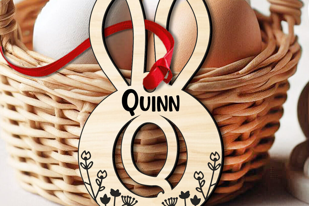 Σετ των 3 Intra απο ξύλο plywood 3mm-4mm πάχος - Πασχαλινό  Letter Q Laser Bunny Basket Δίασταση 6x6 cm INTRAFABR-118443361