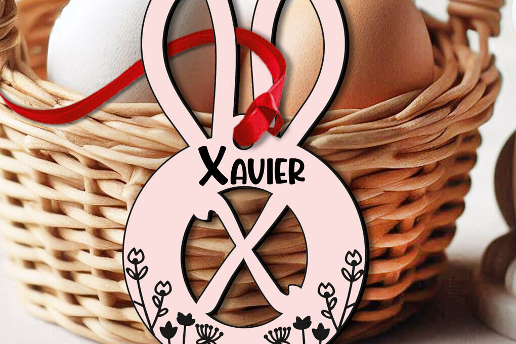 Σετ των 3 Intra απο ξύλο plywood 3mm-4mm πάχος - Πασχαλινό  Letter X Laser Bunny Basket Δίασταση 6x6 cm INTRAFABR-118450654