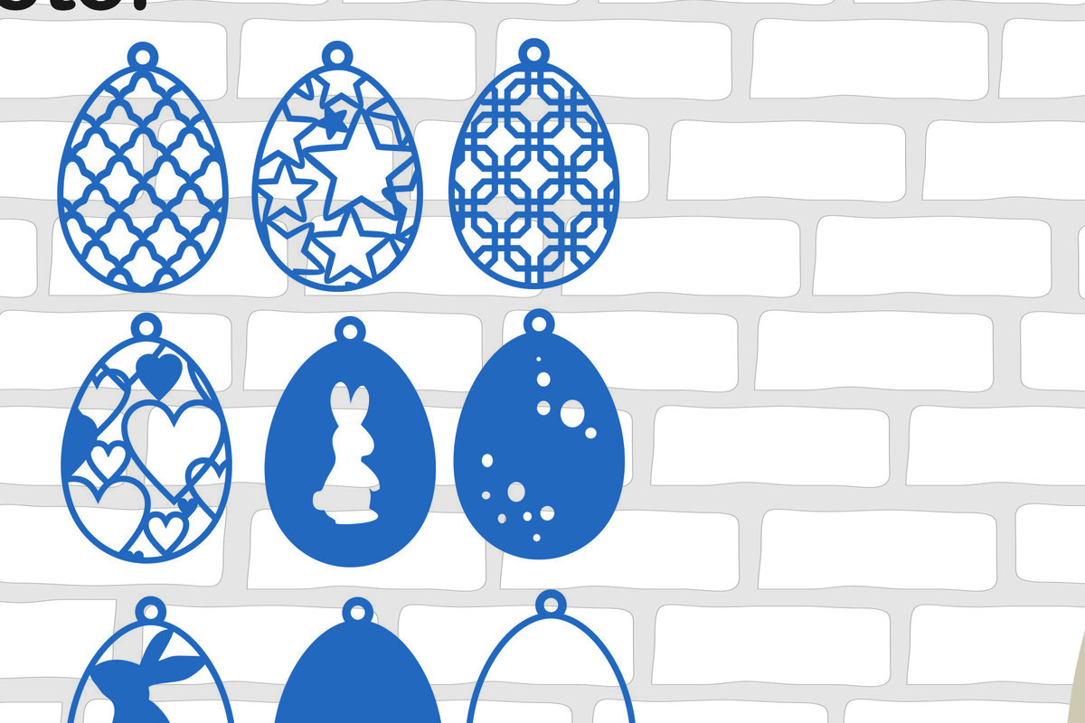 Σετ των 2 Intra απο ξύλο plywood 3mm-4mm πάχος - Πασχαλινές ετικέτες Πακέτο αρχείων κοπής με λέιζερ Δίασταση 15x15 cm INTRAFABR-24716469