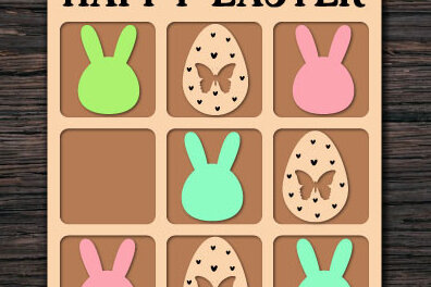 Intra απο ξύλο plywood 3mm-4mm πάχος - Πασχαλινό παιχνίδι Tic Tac Toe Δίασταση 30x20 cm INTRAFABR-64245784