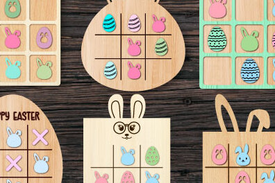 Σετ των 2 Intra απο ξύλο plywood 3mm-4mm πάχος - Πασχαλινό Tic Tac Toe Laser Cut  Bundle Δίασταση 15x15 cm INTRAFABR-62974159