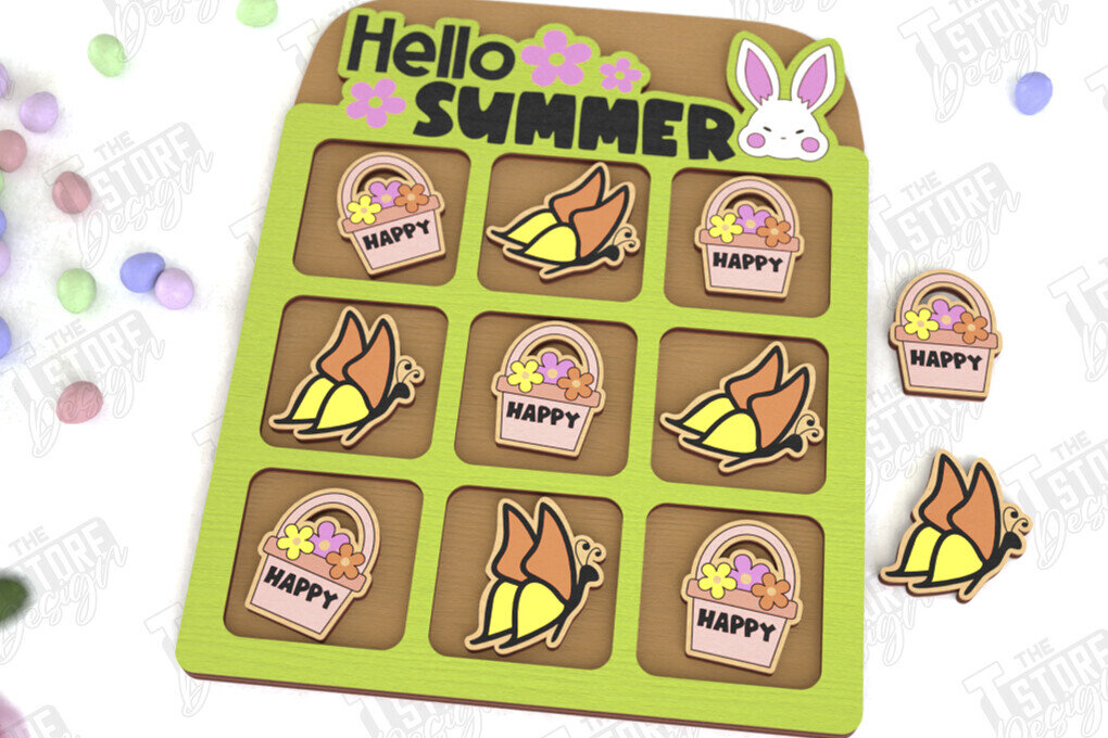 Σετ των 3 Intra απο ξύλο plywood 3mm-4mm πάχος - Πασχαλινό Tic Tac Toe | Νότες και Σταυροί Δίασταση 15x15 cm INTRAFABR-116406313