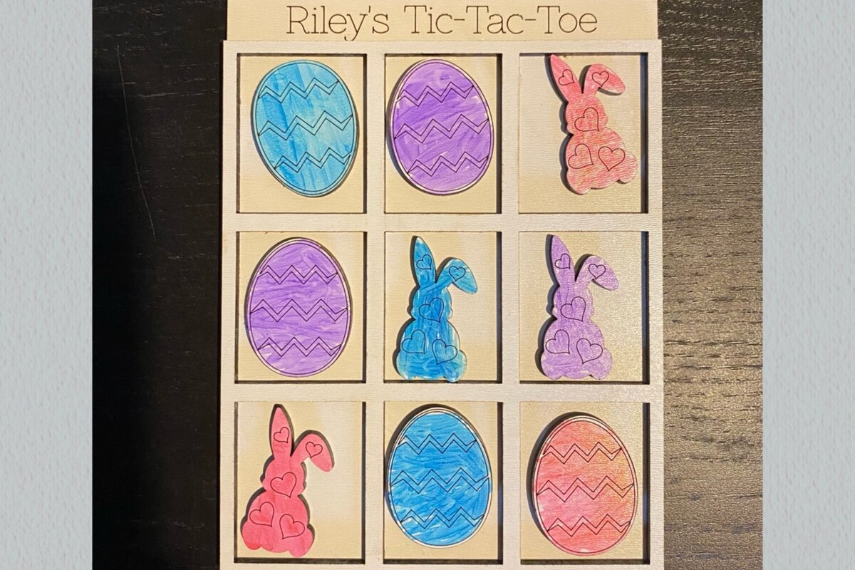 Intra απο ξύλο plywood 3mm-4mm πάχος - Πασχαλινό TicTacToe Laser  Δίασταση 30x20 cm INTRAFABR-27183905