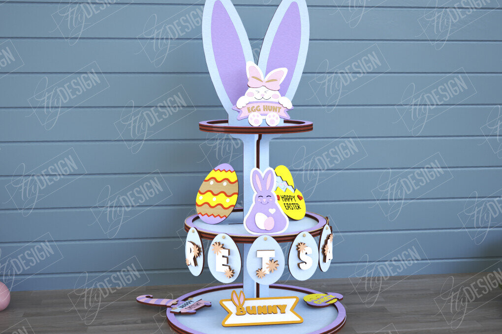 Σετ των 2 Intra απο ξύλο plywood 3mm-4mm πάχος - Πασχαλινός Δίσκος | Στρογγυλό σταντ | CNC Δίασταση 15x15 cm INTRAFABR-117879456