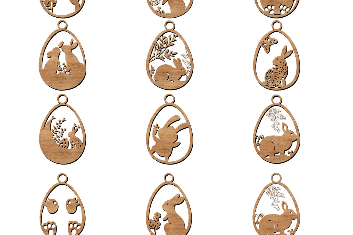 Σετ των 3 Intra απο ξύλο plywood 3mm-4mm πάχος - Easter Toppers  με λέιζερ  Δίασταση 6x6 cm INTRAFABR-115496503