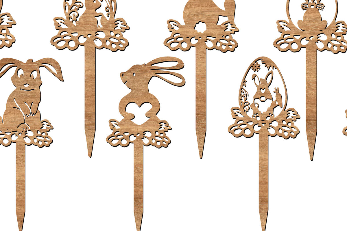 Σετ των 3 Intra απο ξύλο plywood 3mm-4mm πάχος -  με λέιζερ Easter Toppers Δίασταση 6x6 cm INTRAFABR-113753890