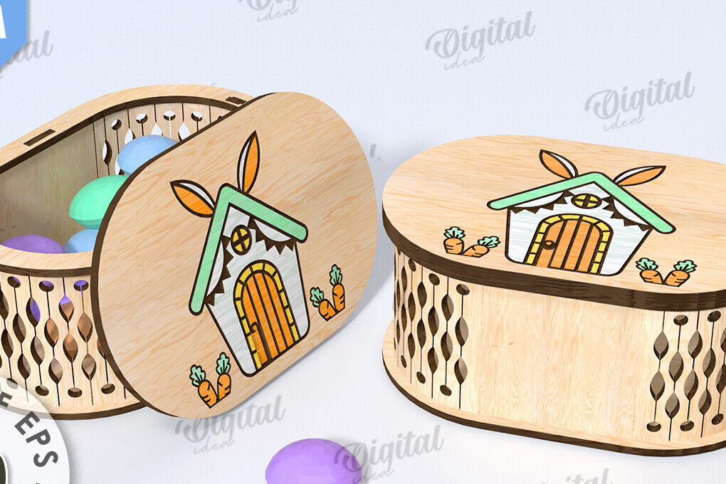 Σετ των 3 Intra απο ξύλο plywood 3mm-4mm πάχος -  κουτί πασχαλινών λιχουδιών. Δώρο Πάσχα Δίασταση 15x15 cm INTRAFABR-115749618