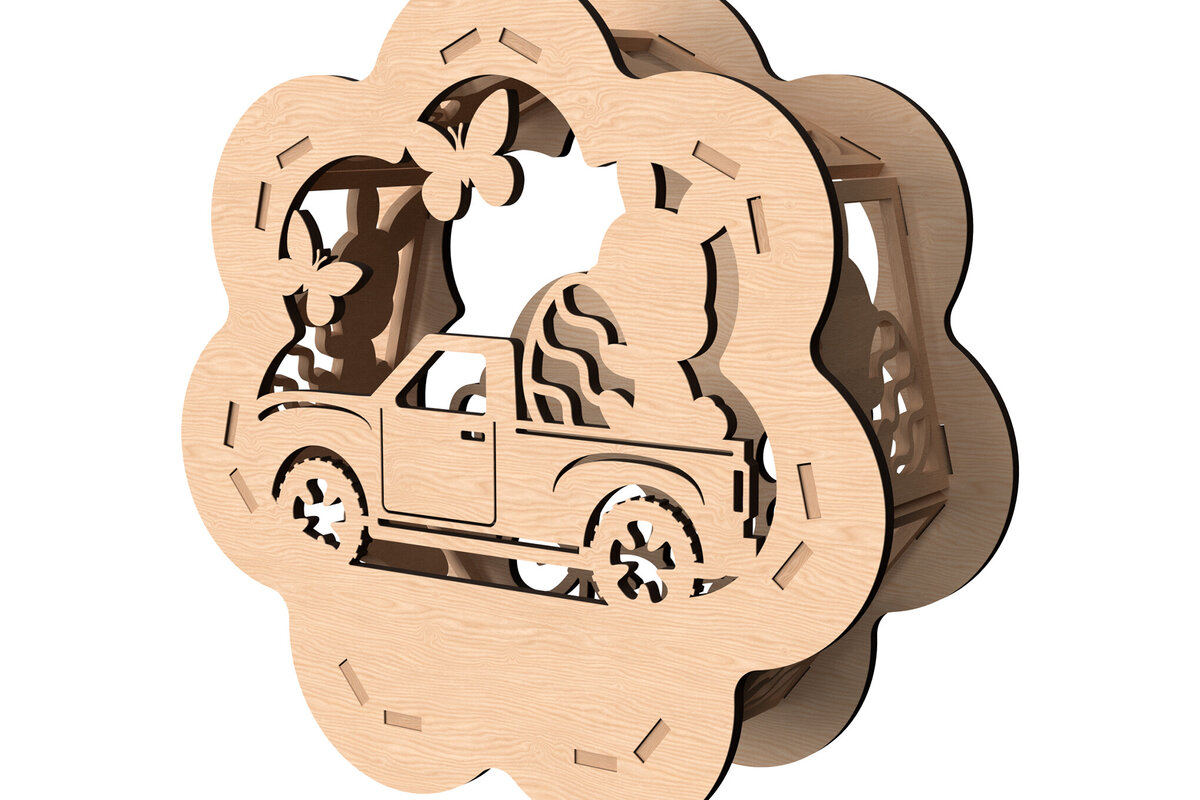 Intra απο ξύλο plywood 3mm-4mm πάχος - Κηροπήγιο 3D φορτηγού Πάσχα Δίασταση 30x20 cm INTRAFABR-114142549