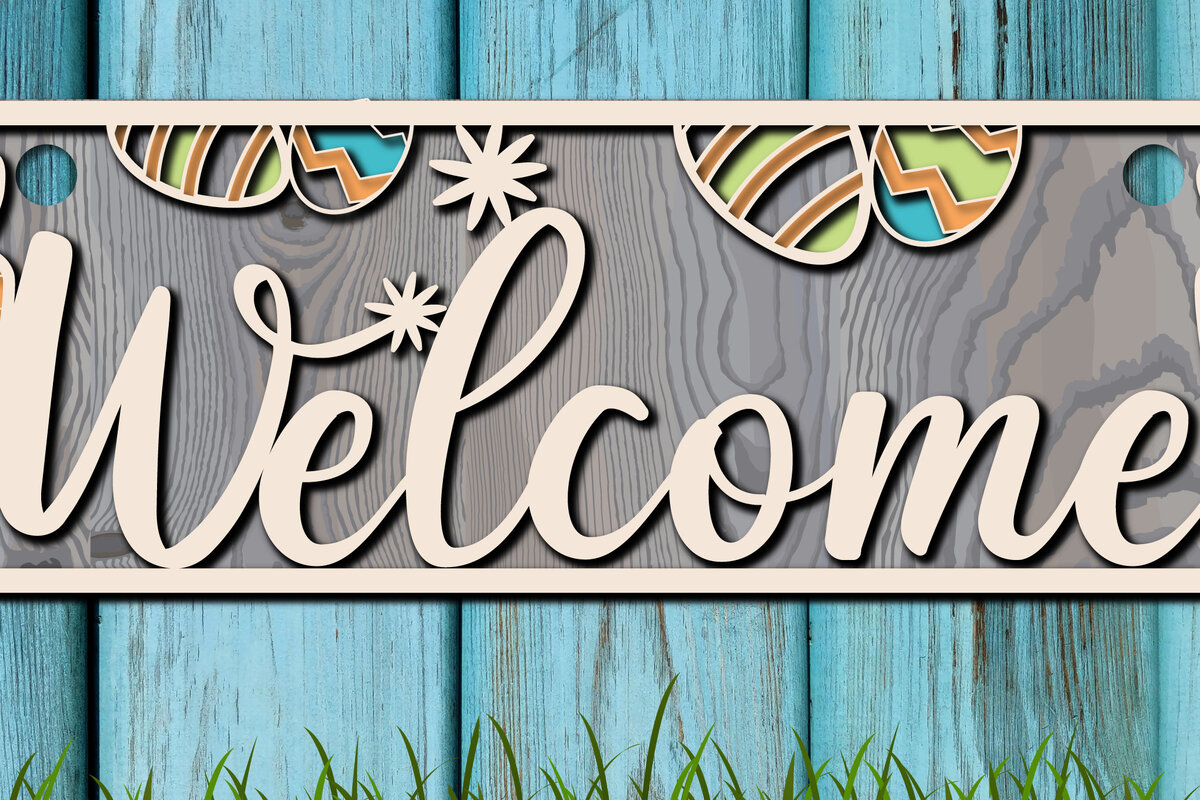 Σετ των 2 Intra απο ξύλο plywood 3mm-4mm πάχος - Πασχαλινή πινακίδα καλωσορίσματος για διακόσμηση πόρτας  Δίασταση 15x15 cm INTRAFABR-25458832