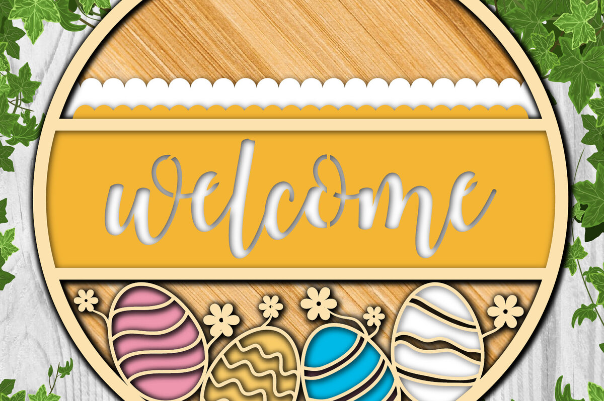 Σετ των 2 Intra απο ξύλο plywood 3mm-4mm πάχος - Πασχαλινή πινακίδα καλωσορίσματος Ανοιξιάτικη διακόσμηση πόρτας Δίασταση 15x15 cm INTRAFABR-25335045