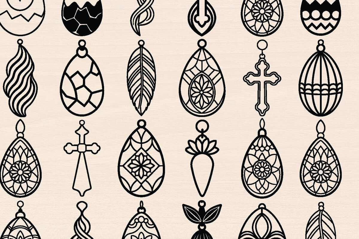 Intra απο ξύλο plywood 3mm-4mm πάχος - Πασχαλινά Ξύλινα Σκουλαρίκια Πακέτο κοπής με λέιζερ Δίασταση 3000x3000 cm INTRAFABR-116431928