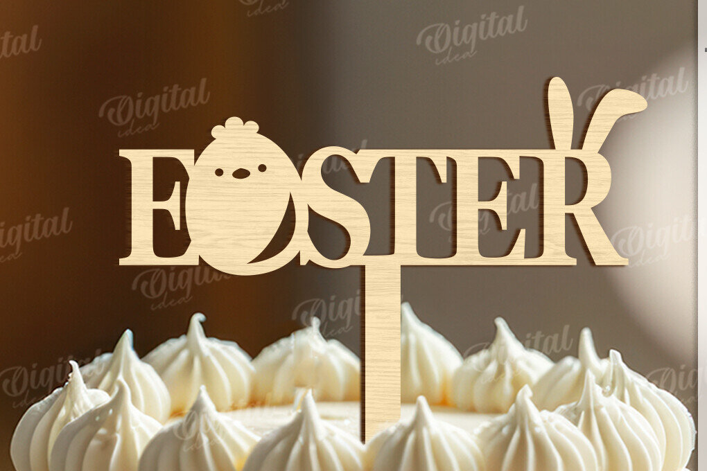 Σετ των 2 Intra απο ξύλο plywood 3mm-4mm πάχος - Πασχαλινή ξύλινη τούρτα Topper Laser κοπής Δίασταση 15x15 cm INTRAFABR-118211033