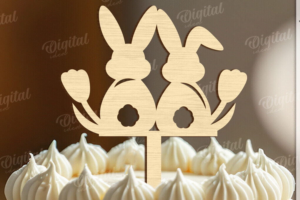 Σετ των 2 Intra απο ξύλο plywood 3mm-4mm πάχος - Πασχαλινή ξύλινη τούρτα Topper Laser κοπής Δίασταση 15x15 cm INTRAFABR-118212800