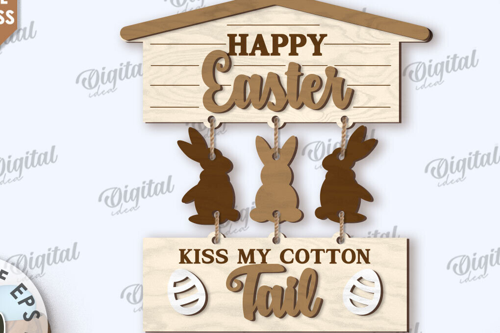 Σετ των 2 Intra απο ξύλο plywood 3mm-4mm πάχος - Πασχαλινή Ξύλινη Διακόσμηση LaserCut. Διακόσμηση σπιτιού Δίασταση 15x15 cm INTRAFABR-115893585