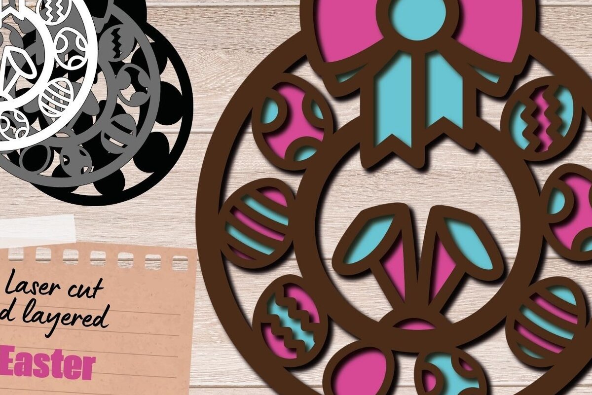 Intra απο ξύλο plywood 3mm-4mm πάχος - Πασχαλινό στεφάνι 3D, Κρεμάστρα πόρτας Mandala Δίασταση 30x30 cm INTRAFABR-90464707