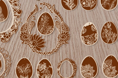 Σετ των 2 Intra απο ξύλο plywood 3mm-4mm πάχος - Πασχαλινό στεφάνι, κορνίζα, αυγό Ξύλινο  888 Δίασταση 20x25 cm INTRAFABR-62971452