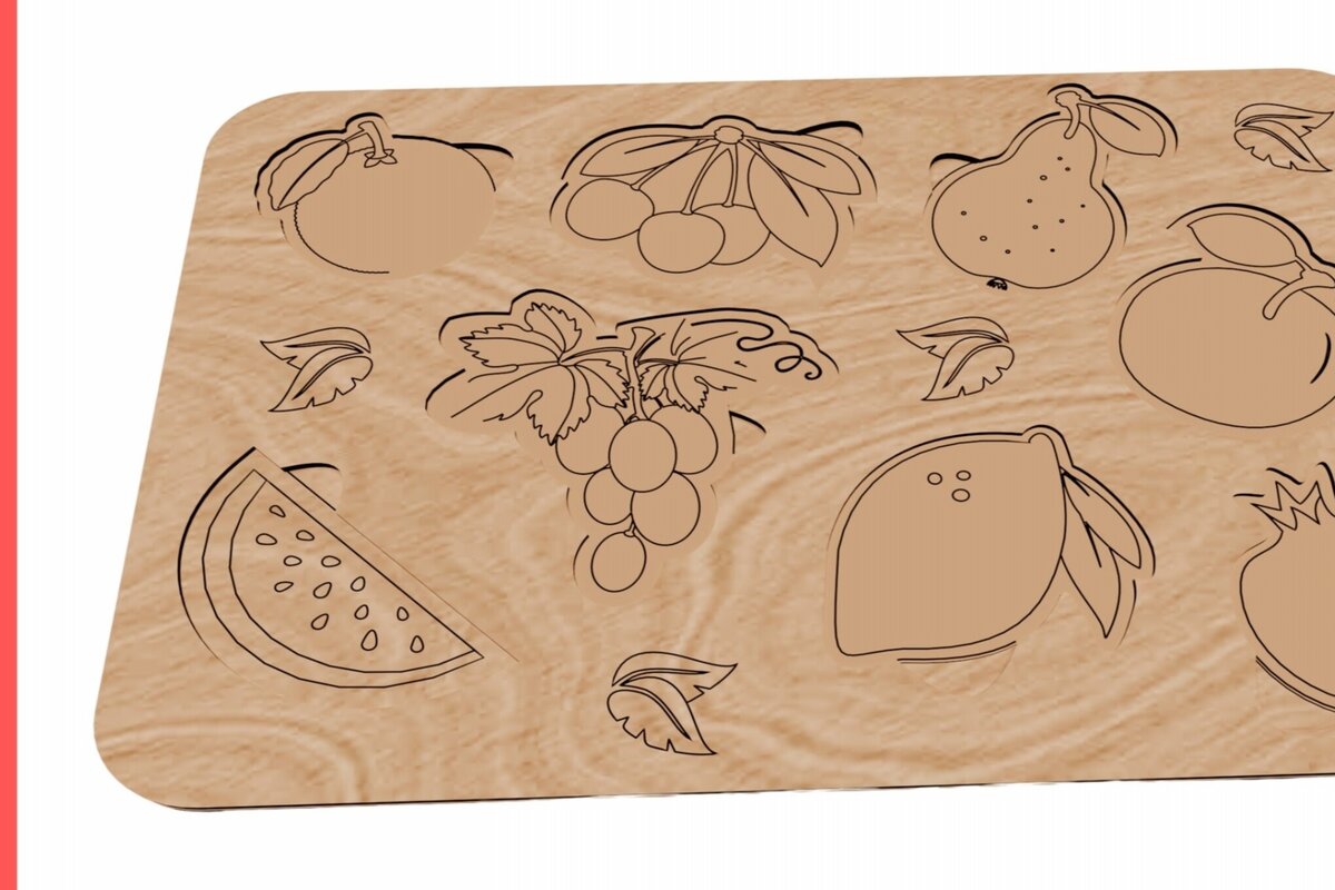 Σετ των 2 Intra απο ξύλο plywood 3mm-4mm πάχος - Εκπαιδευτικό παζλ Φρούτα και Μούρα Δίασταση 300x216 cm INTRAFABR-114211452