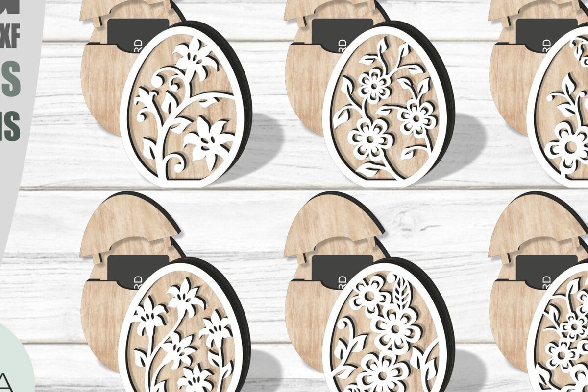 Σετ των 2 Intra απο ξύλο plywood 3mm-4mm πάχος - Πακέτο θήκης δωροκάρτας αυγών , Laser Δίασταση 15x15 cm INTRAFABR-114126323