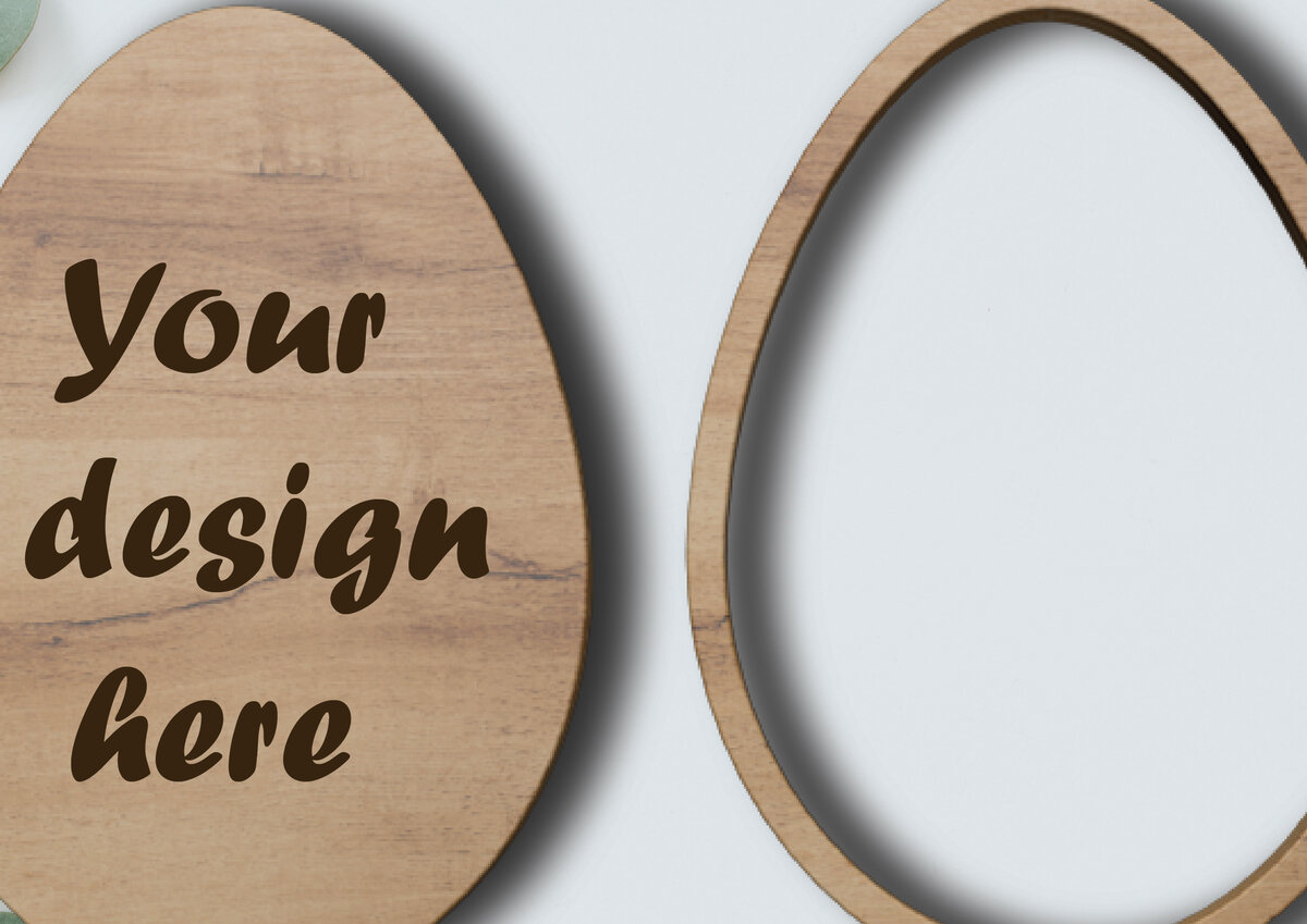 Σετ των 2 Intra απο ξύλο plywood 3mm-4mm πάχος - Egg , Silhouette,  κοπής με λέιζερ Δίασταση 15x15 cm INTRAFABR-63674428