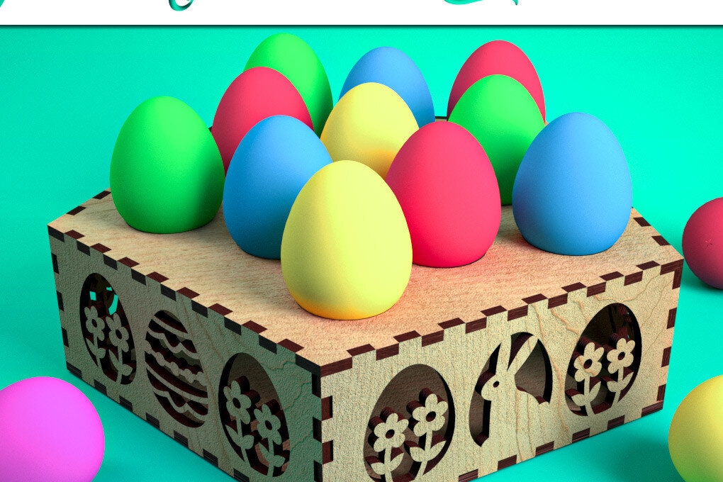 Σετ των 3 Intra απο ξύλο plywood 3mm-4mm πάχος - Αυγοθήκη με λέιζερ  | Καλό Πάσχα Δίασταση 15x15 cm INTRAFABR-61183659