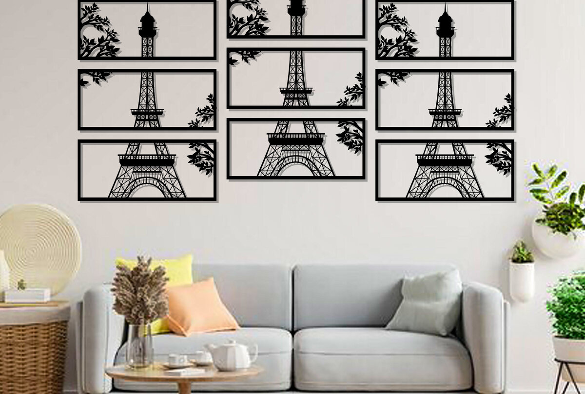 Σετ των 2 Intra απο ξύλο plywood 3mm-4mm πάχος - Χειροτεχνία διακόσμησης εσωτερικού τοίχου του Πύργου του Άιφελ Δίασταση 20x20 cm INTRAFABR-25594617