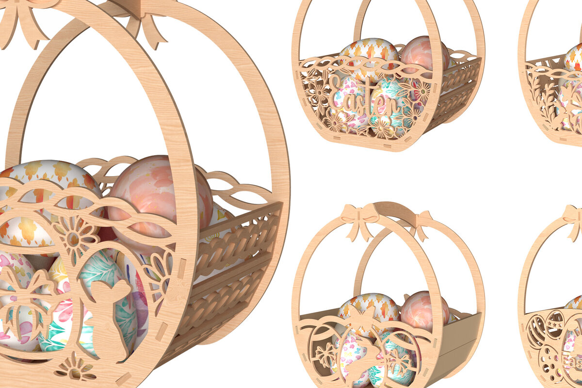 Intra απο ξύλο plywood 3mm-4mm πάχος - Κομψό πασχαλινό καλάθι  Δίασταση 30x20 cm INTRAFABR-116194777