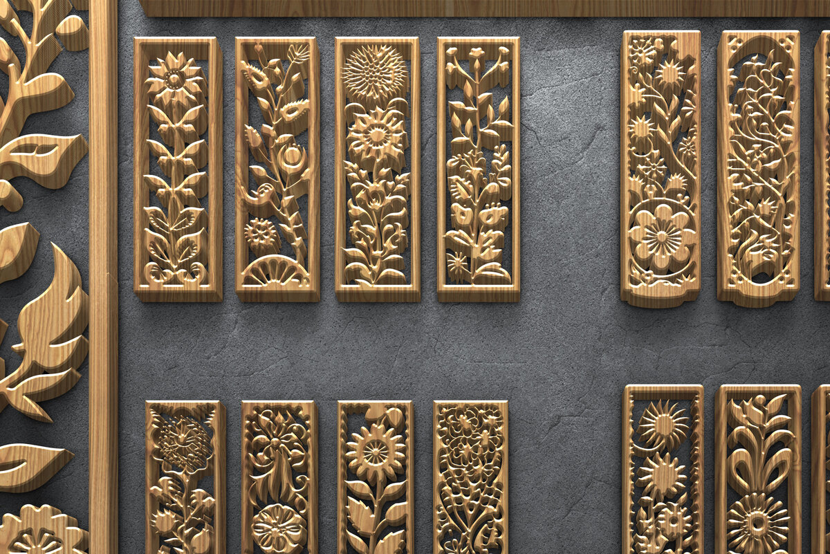 Intra απο ξύλο plywood 3mm-4mm πάχος - Κομψά πάνελ με λουλούδια κοπής με λέιζερ Δίασταση 3200x7200 cm INTRAFABR-124642681