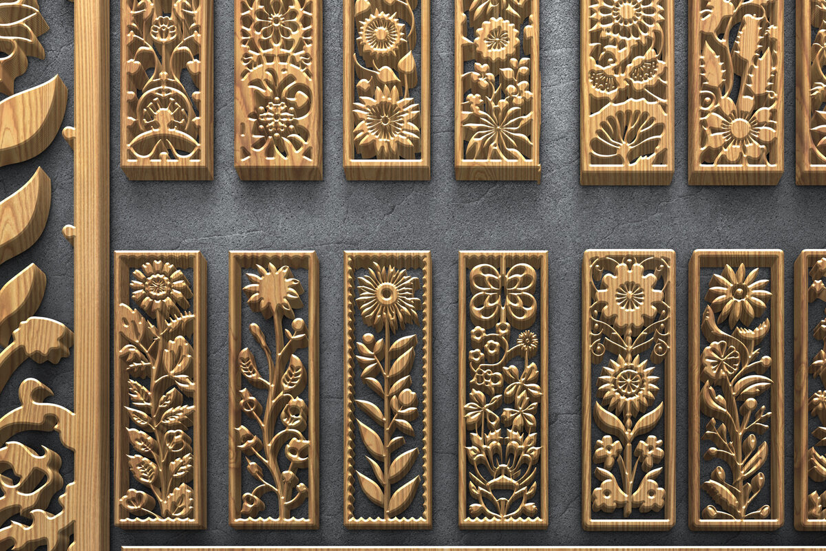 Intra απο ξύλο plywood 3mm-4mm πάχος - Κομψά πάνελ με λουλούδια κοπής με λέιζερ Δίασταση 3200x7200 cm INTRAFABR-124642014